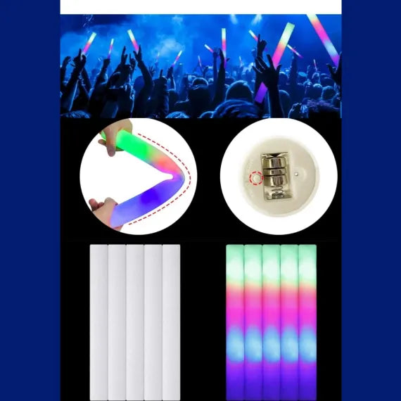 200 x BAGHETE LED FOAM STICK MULTICOLOR 40 cm