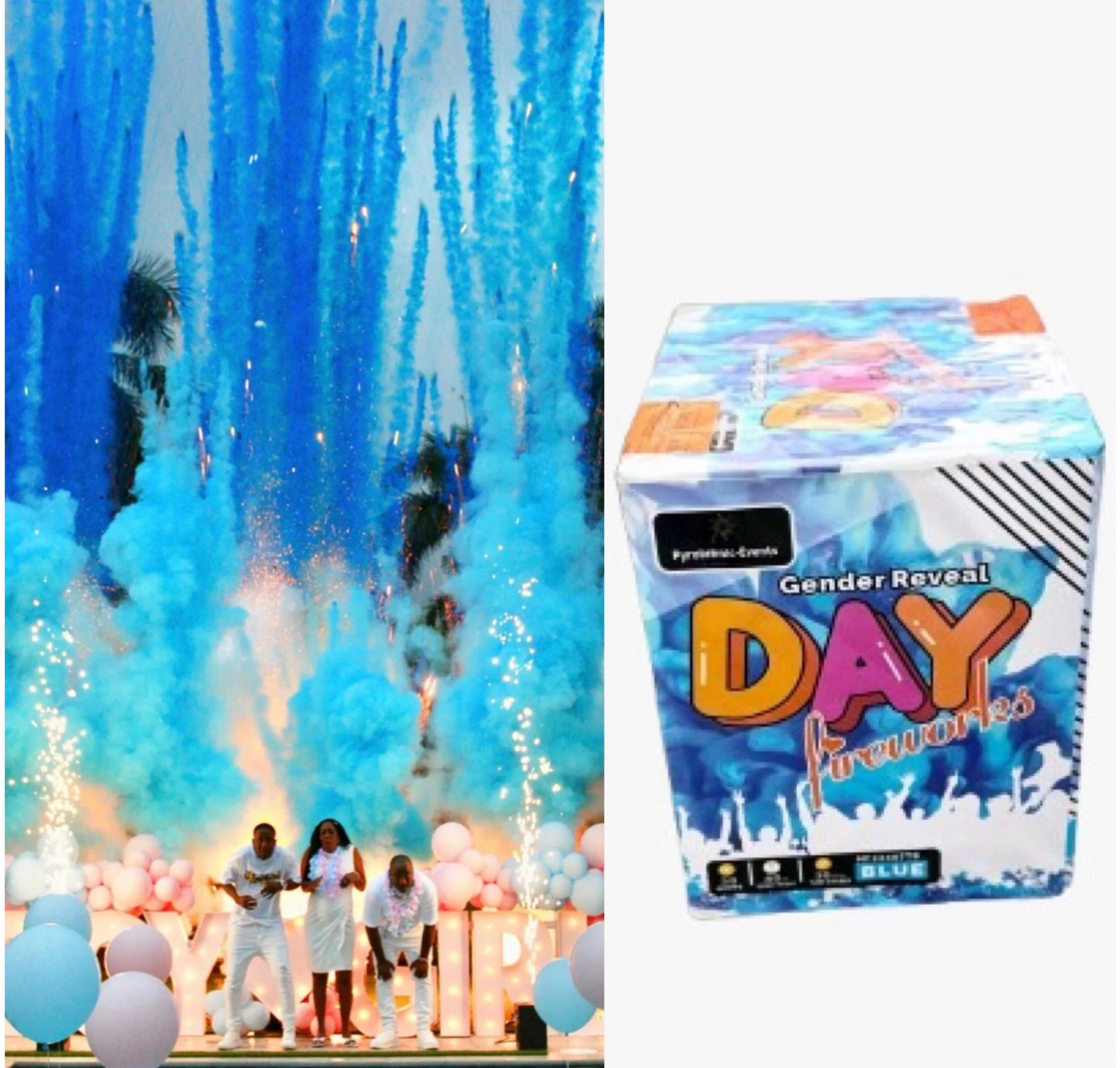 Artificii de zi baby shower Gender Reveal Albastru sau ROZ