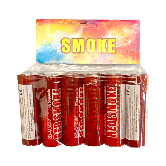 Fumigene colorate  ROSU  set 6 bucati ,60 secunde cu Inel